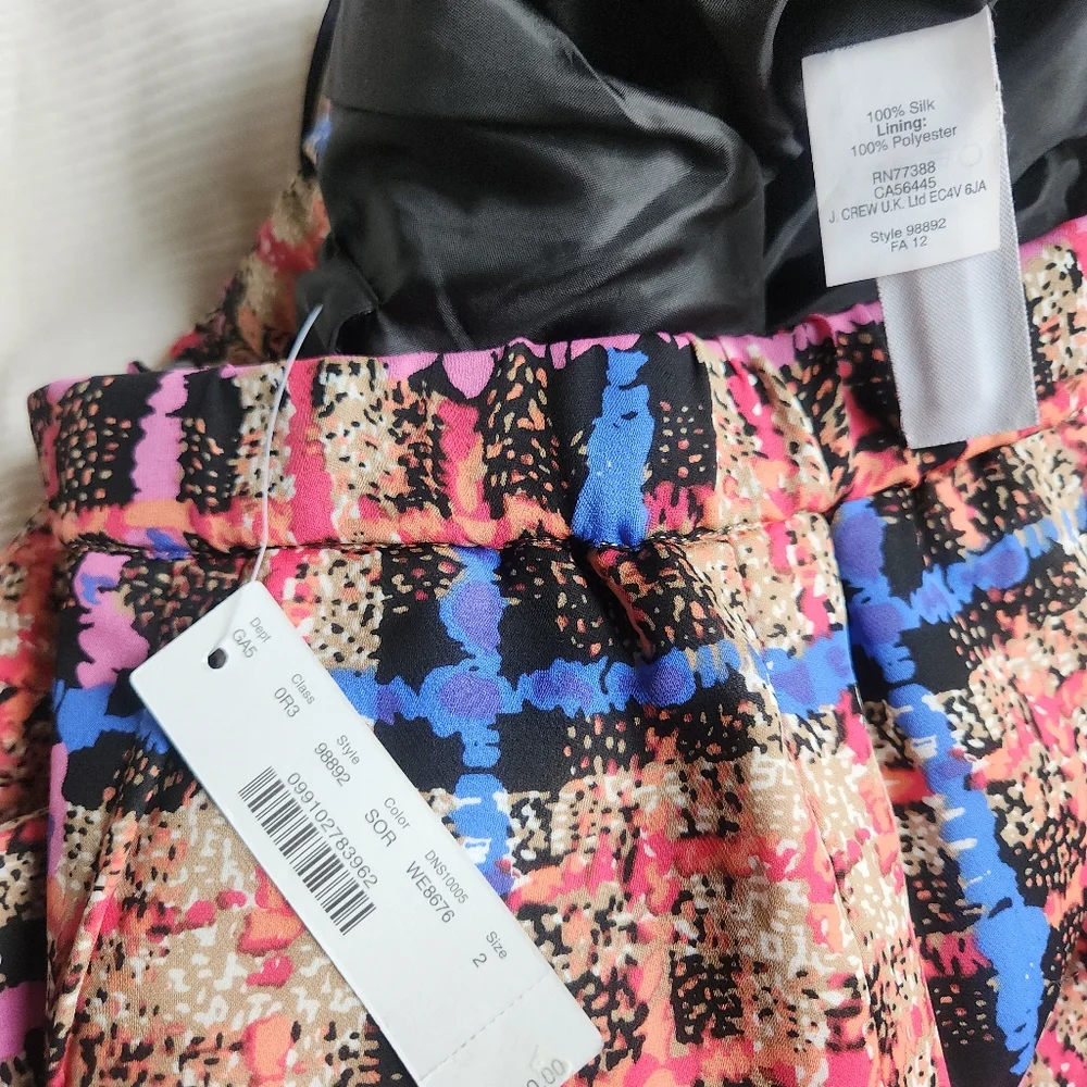 Jcrew Silk Pencil Skirt Multicolor Sz 4 Nwt Retail $240